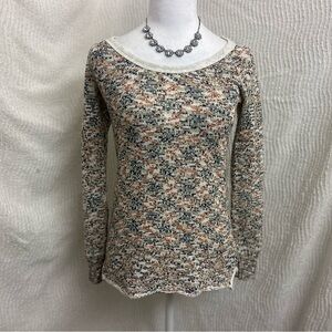 Free People We The Free Multicolor Knit Sweater Tan Beige Brown Speckled XS
